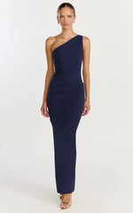 One Shoulder Maxi Dress in Navy